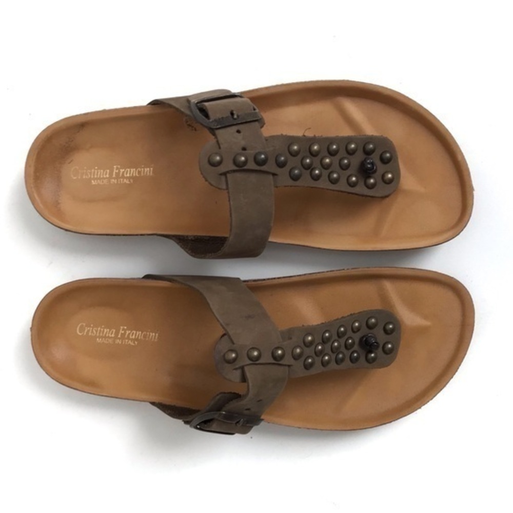 Cristina Francini Studded Leather Sandals Size 8